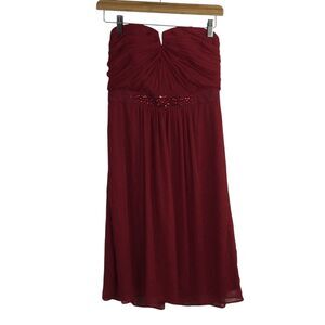 Adrianna Papell Women's Party Dress Tricot Strapless Jewel Waist Red Size 4 NWT